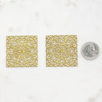 43mm Raw Brass Filigree Square Shaped Medallion (2pc)