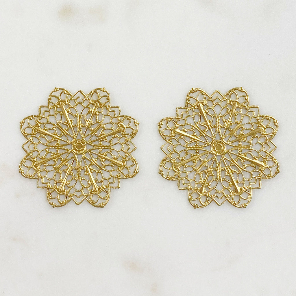 43mm Raw Brass Filigree Intricate Pattern (2pc)