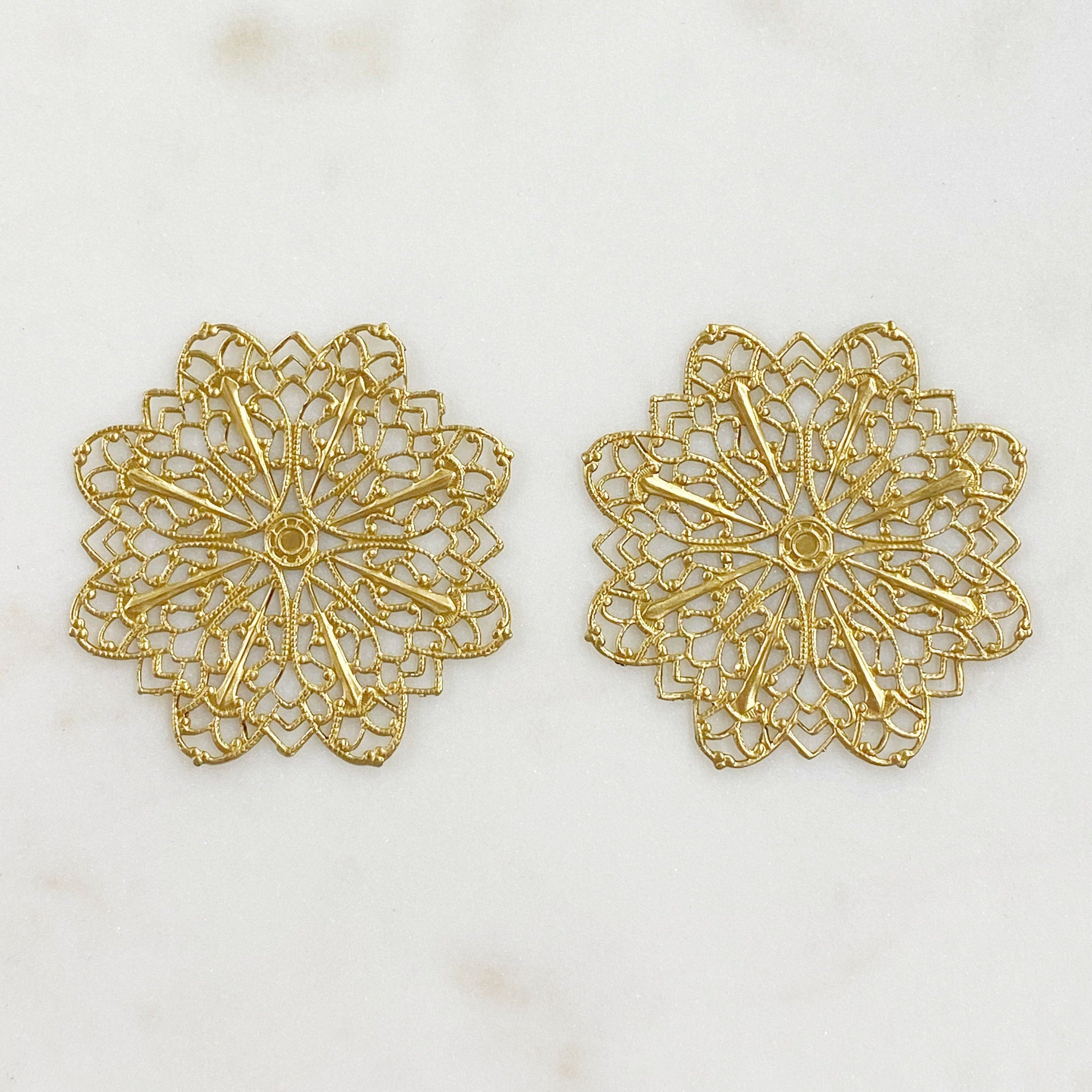 43mm Raw Brass Filigree Intricate Pattern (2pc)