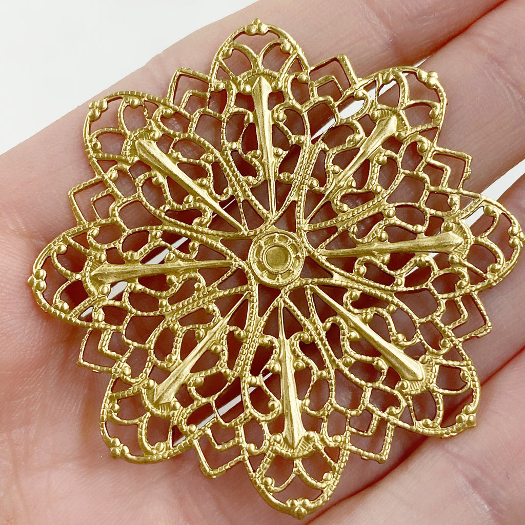 43mm Raw Brass Filigree Intricate Pattern (2pc)
