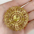 45mm Raw Brass Filigree Round Raised Edges Intricate Medallion Design (2pc)