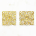43mm Raw Brass Filigree Square Shaped Raised Edges (2pc)