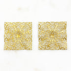 43mm Raw Brass Filigree Square Shaped Raised Edges (2pc)