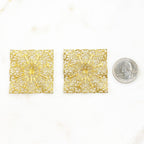 43mm Raw Brass Filigree Square Shaped Raised Edges (2pc)