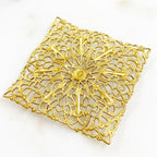 43mm Raw Brass Filigree Square Shaped Raised Edges (2pc)