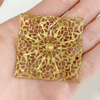 43mm Raw Brass Filigree Square Shaped Raised Edges (2pc)