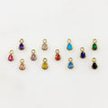 Gold Plated Tiny Tear Drop Cubic Zirconia Stone Charm Teeny Tiny CZ