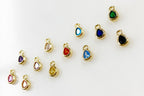 Gold Plated Tiny Tear Drop Cubic Zirconia Stone Charm Teeny Tiny CZ