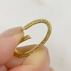 Gold Plated Oval Shaped CZ Covered Push Gate Clasp