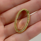 Gold Plated Oval Shaped CZ Covered Push Gate Clasp