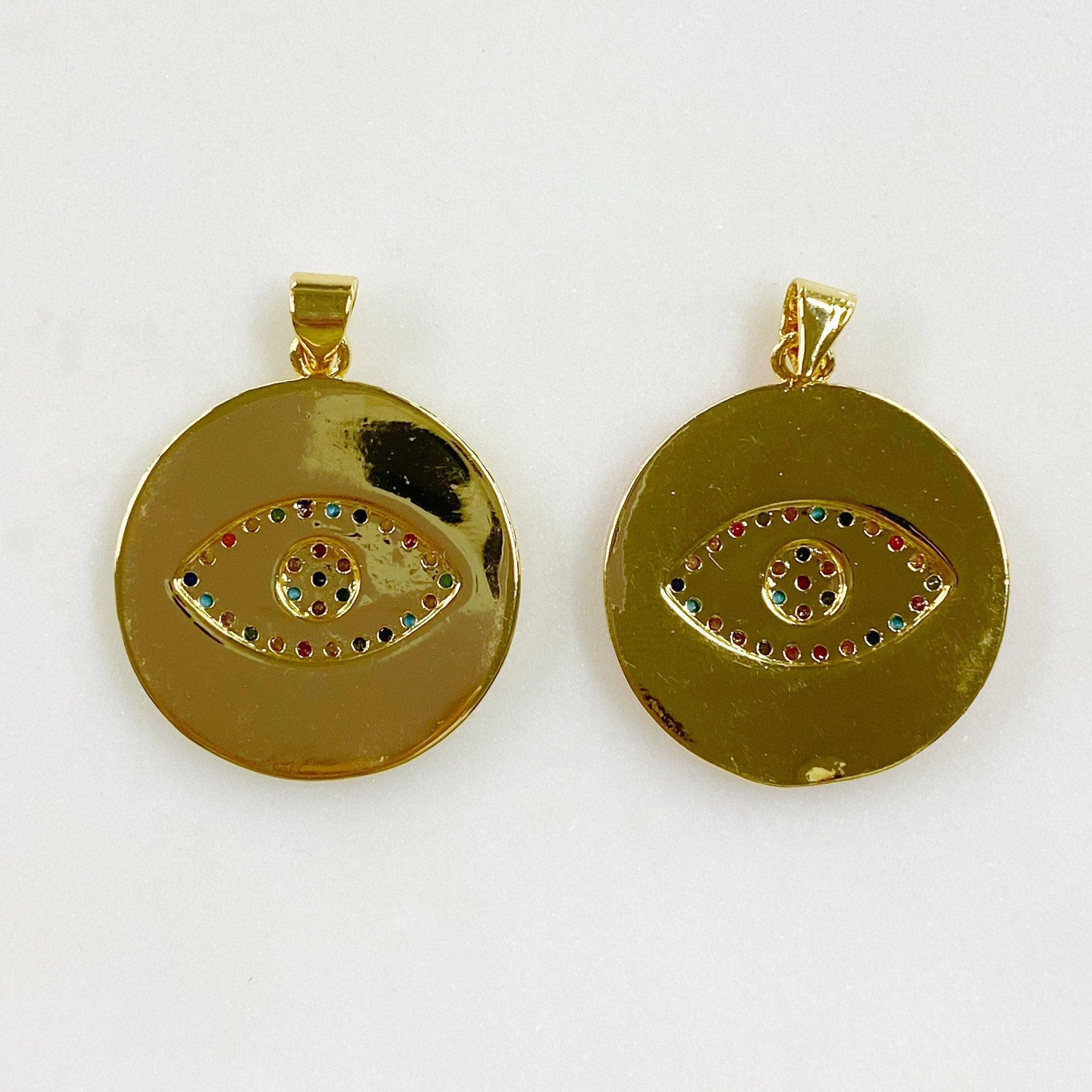 Gold Plated Neon Evil Eye Enamel Charm CZ Evil Eye Evil Eye Charms