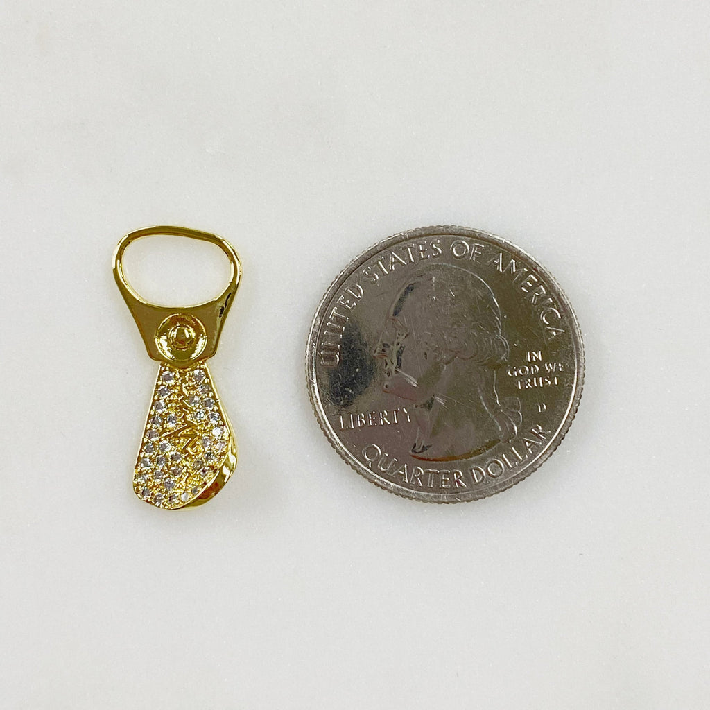 25mmx11mm Gold Plated Bottle Opener Sparkle Gold Charm Bottle Cap Opener CZ