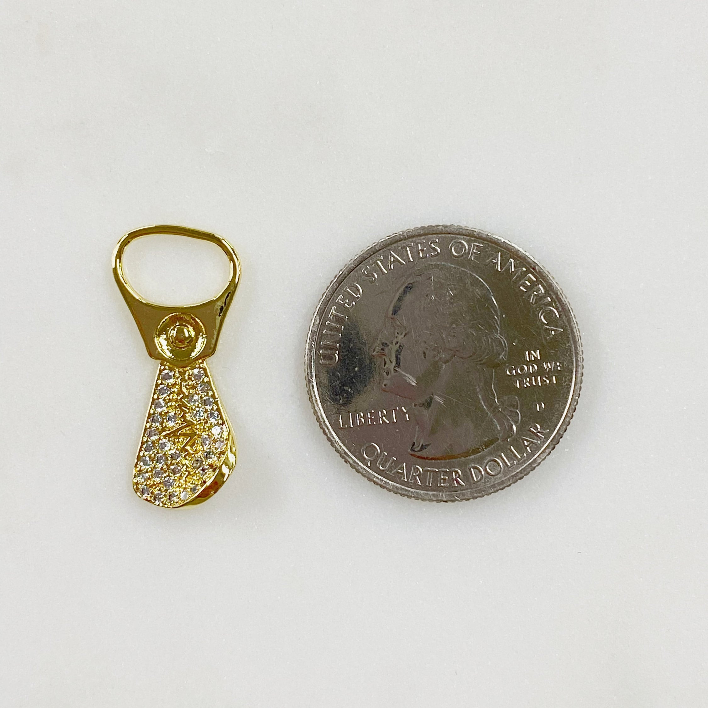 25mmx11mm Gold Plated Bottle Opener Sparkle Gold Charm Bottle Cap Opener CZ