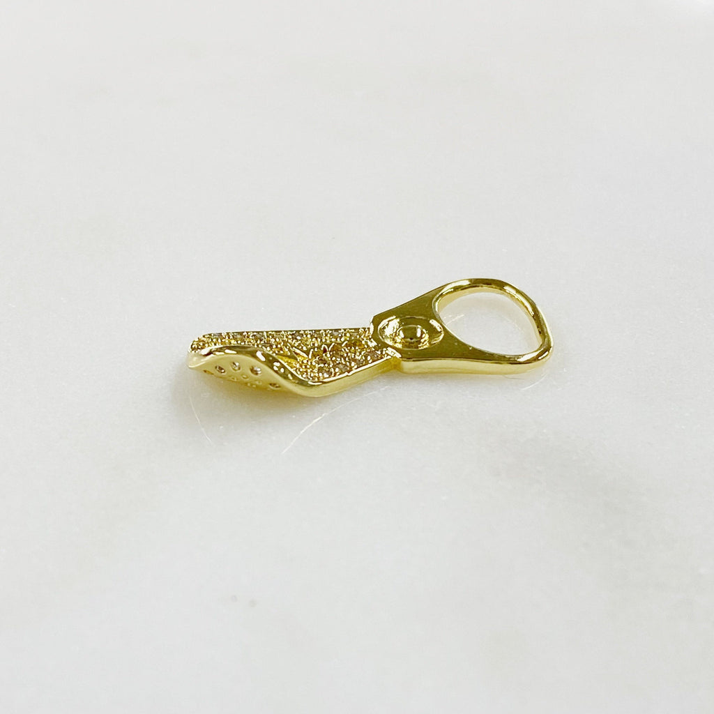25mmx11mm Gold Plated Bottle Opener Sparkle Gold Charm Bottle Cap Opener CZ