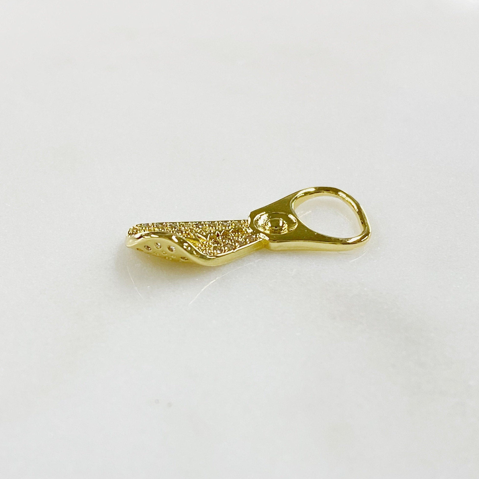 25mmx11mm Gold Plated Bottle Opener Sparkle Gold Charm Bottle Cap Opener CZ