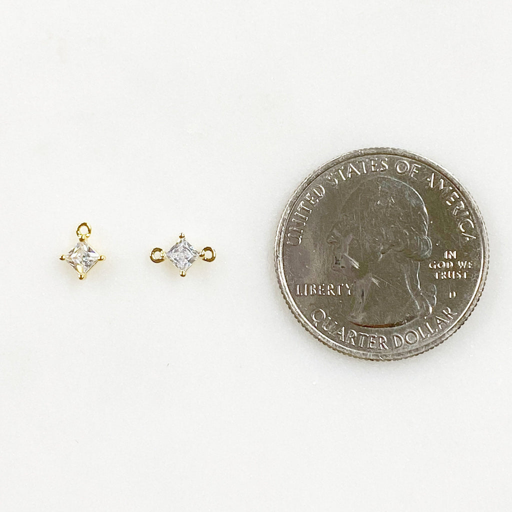 Gold Plated or Rhodium Plated Teeny Tiny CZ Pave Diamond Charm
