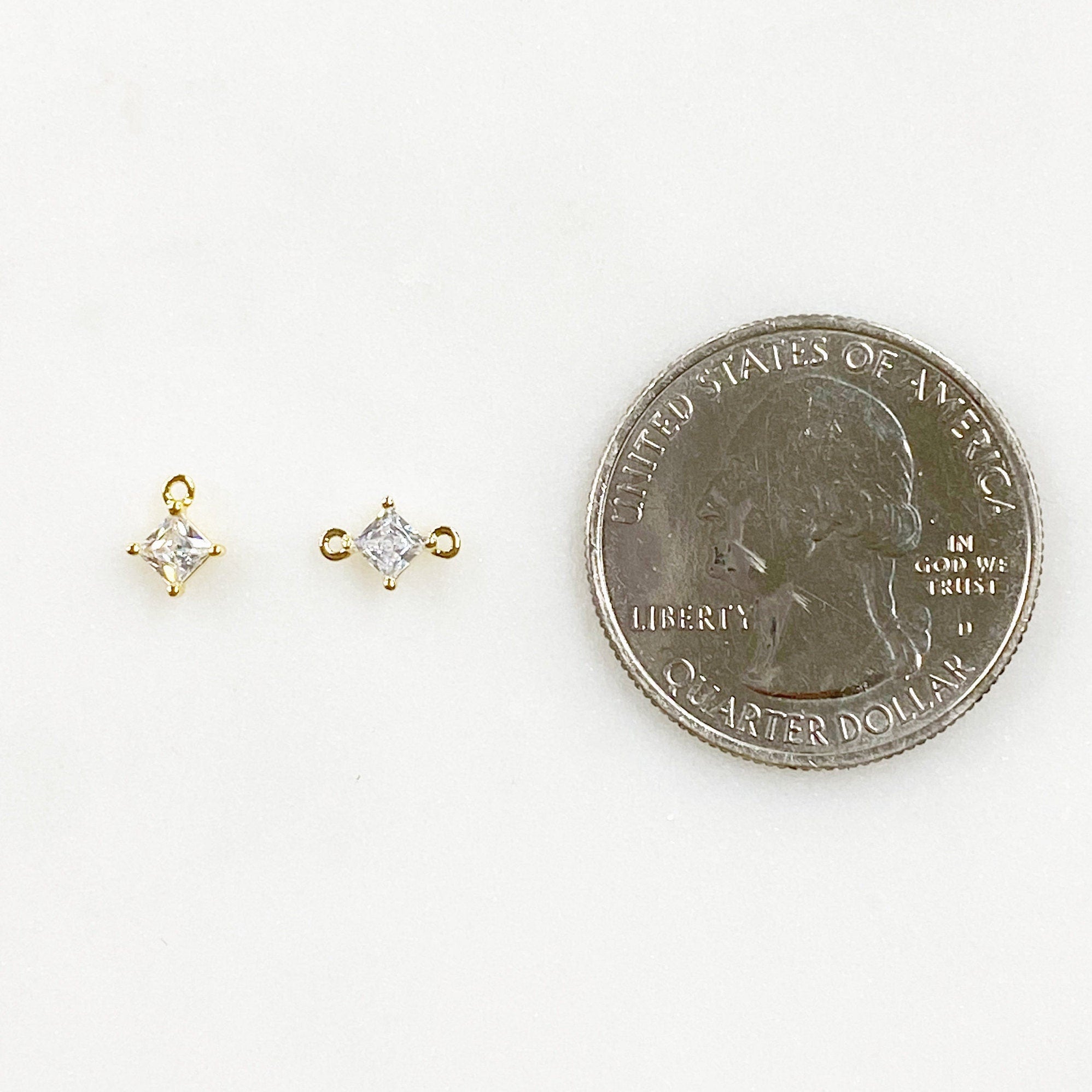 Gold Plated or Rhodium Plated Teeny Tiny CZ Pave Diamond Charm