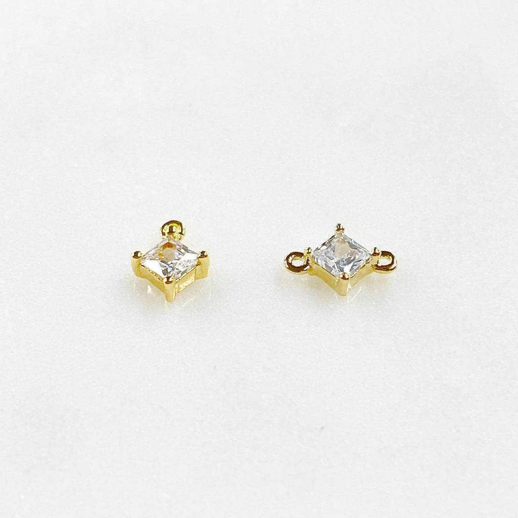 Gold Plated or Rhodium Plated Teeny Tiny CZ Pave Diamond Charm