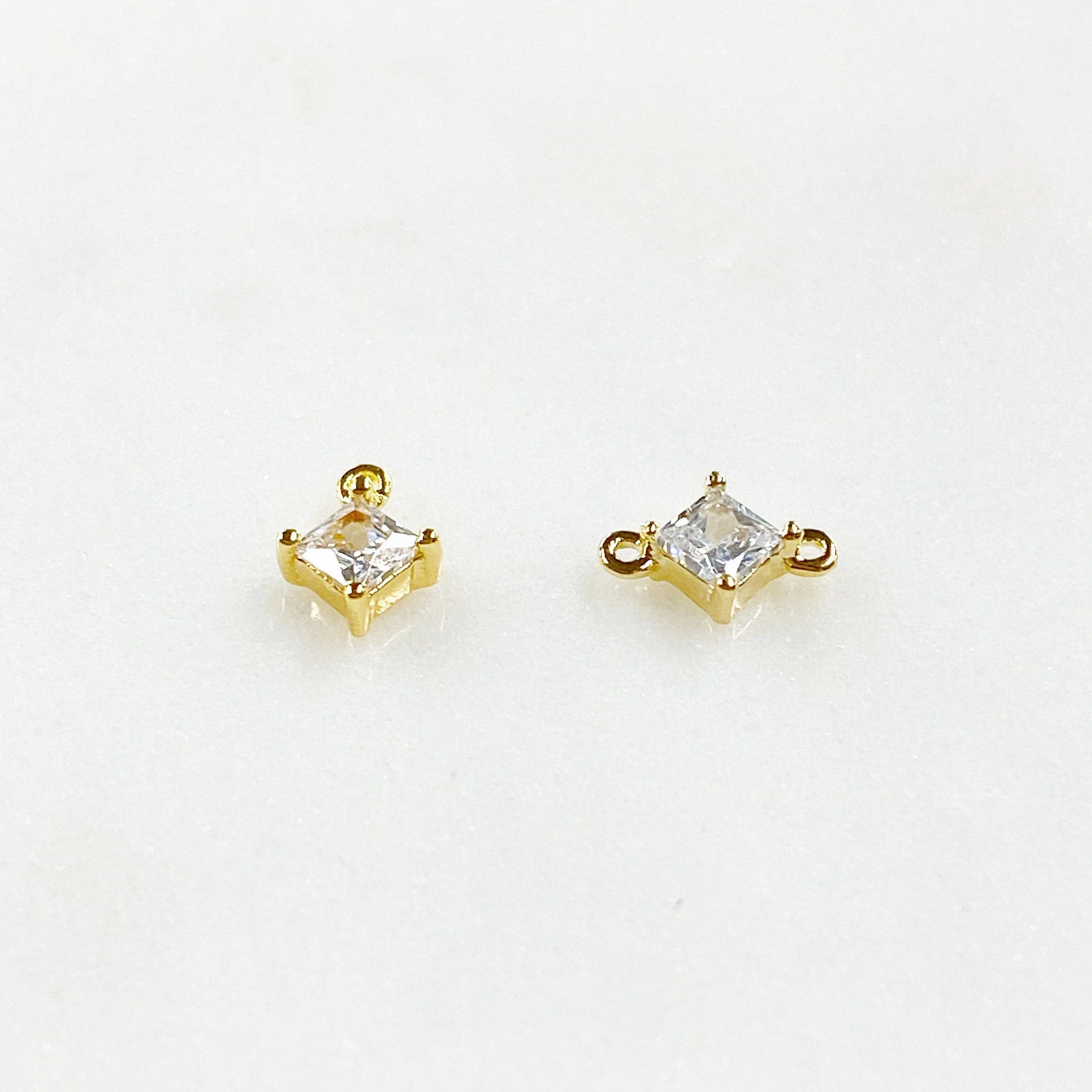 Gold Plated or Rhodium Plated Teeny Tiny CZ Pave Diamond Charm