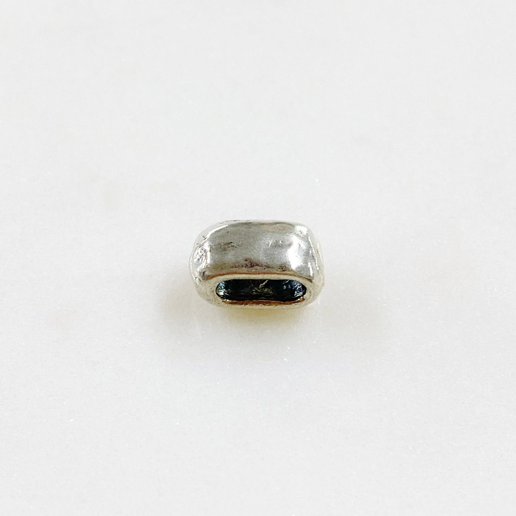 9mmx5mm Sterling Silver Artisan Organic Hammered Textured Spacer Bead