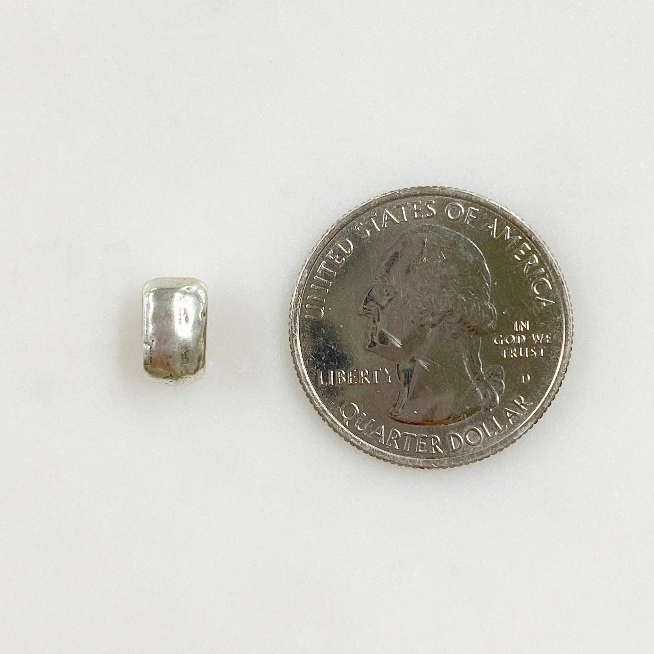 9mmx5mm Sterling Silver Artisan Organic Hammered Textured Spacer Bead