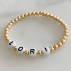 14K Gold Filled Custom Personalized Name Bracelet 4mm Ball Bracelet