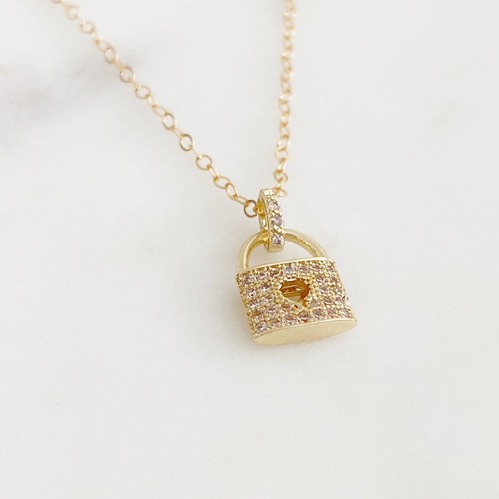 14K Gold Filled or Gold Plated Shimmer Lock Necklace