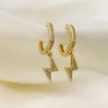 Gold Plated or Rhodium Plated Sparkle Lightning Bolt Mini Hoops (2pc)