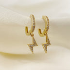 Gold Plated or Rhodium Plated Sparkle Lightning Bolt Mini Hoops (2pc)