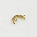 Gold Plated Thin Small Crescent Moon Cubic Zirconia Covered Opal