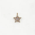 Gold Plated Sparkle Star Cubic Zirconia Charm 5 Point Simple