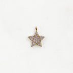 Gold Plated Sparkle Star Cubic Zirconia Charm 5 Point Simple