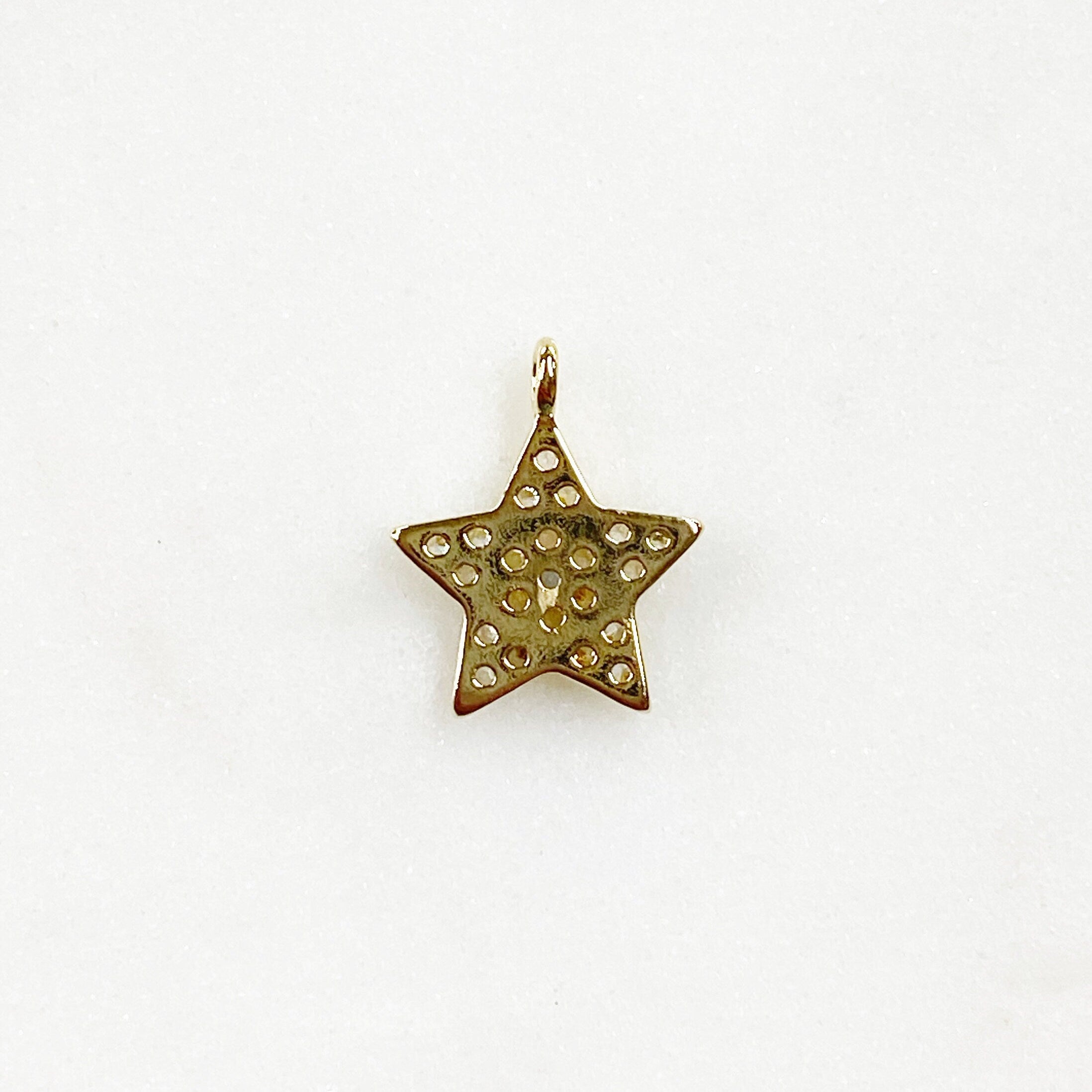 Gold Plated Sparkle Star Cubic Zirconia Charm 5 Point Simple