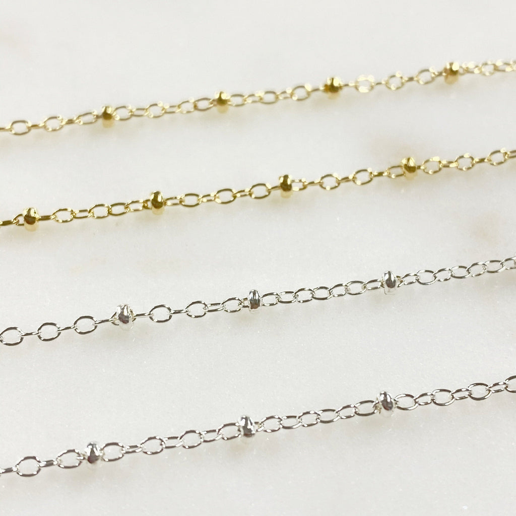 Sterling Silver or 14K Gold Filled Dainty Thin Satellite Chain or Dainty