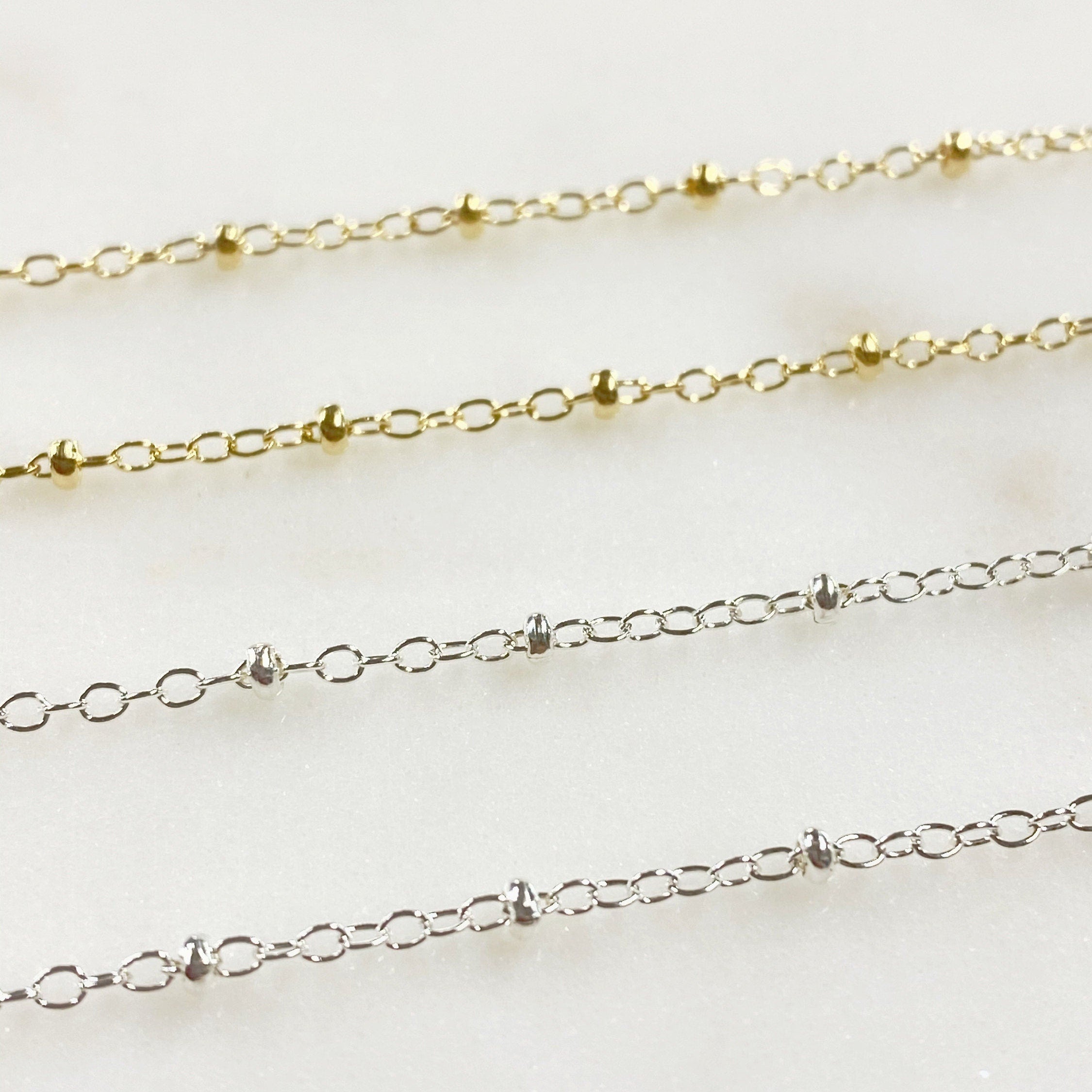 Sterling Silver or 14K Gold Filled Dainty Thin Satellite Chain or Dainty