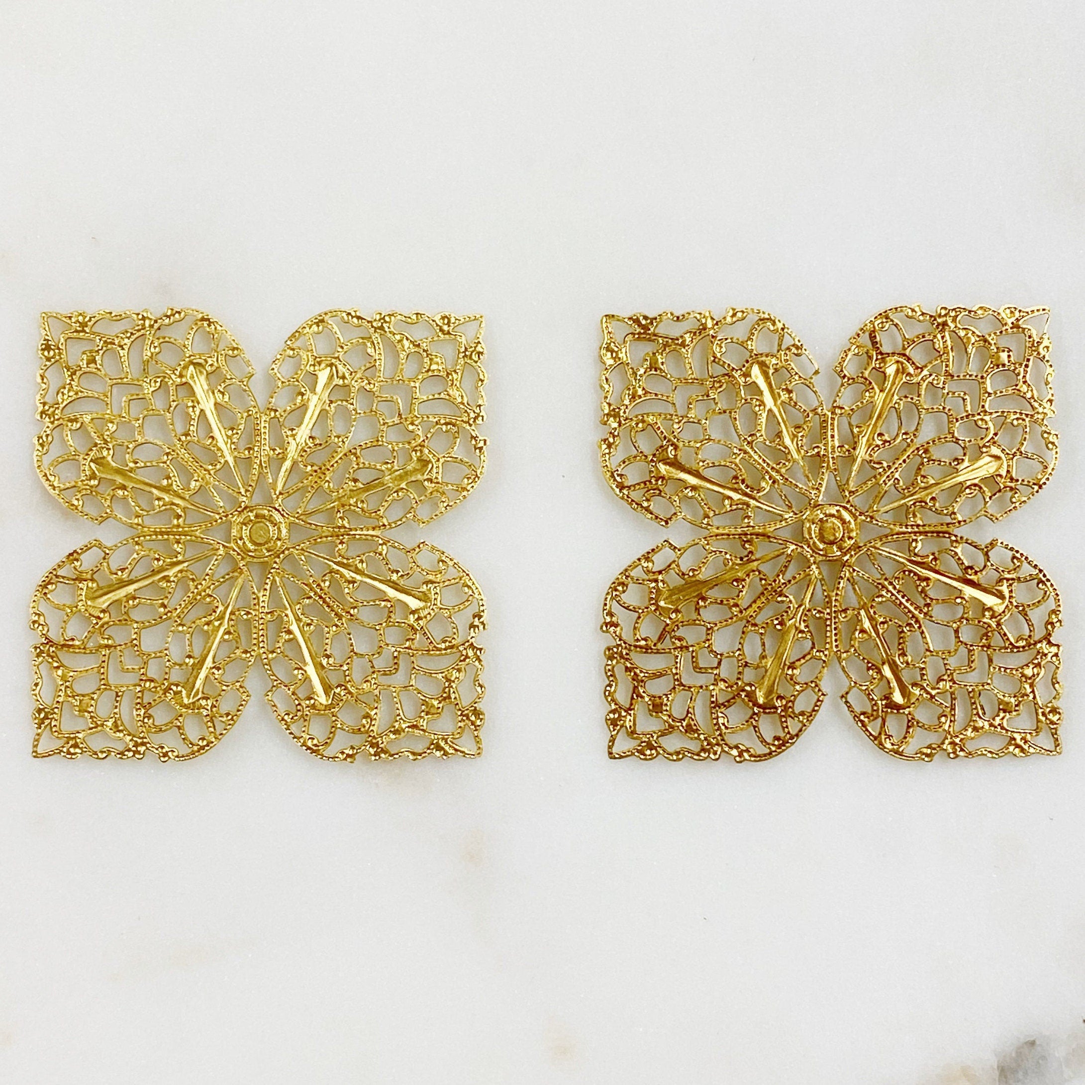 Raw Brass Filigree Medallion Jewelry Tools (2pc)