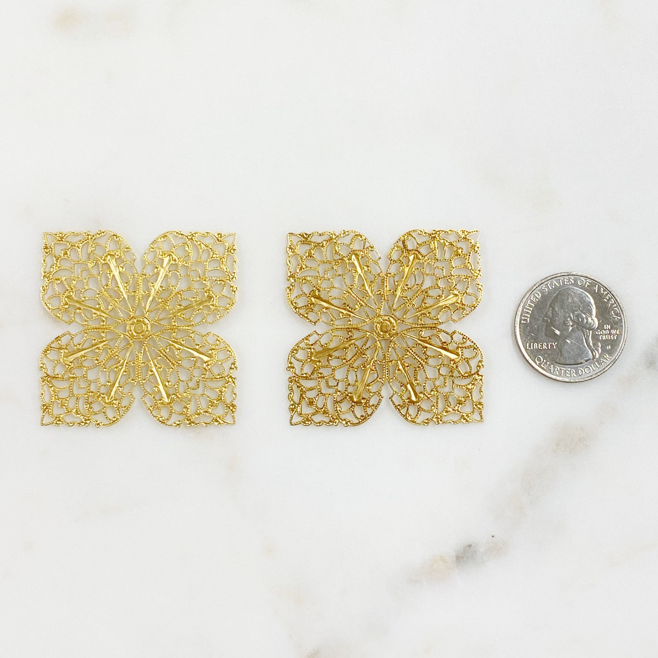 Raw Brass Filigree Medallion Jewelry Tools (2pc)