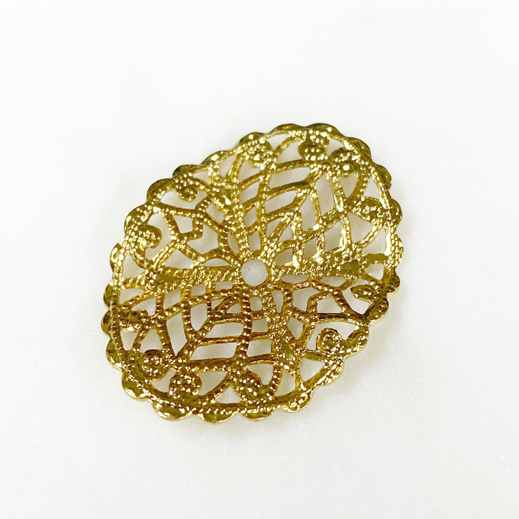 30mmx23mm Base Metal Filigree Gold or Silver Plated Medallion (2pc)