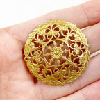 36mm Raw Brass Filigree Round Wire Tracery Design (2pc)