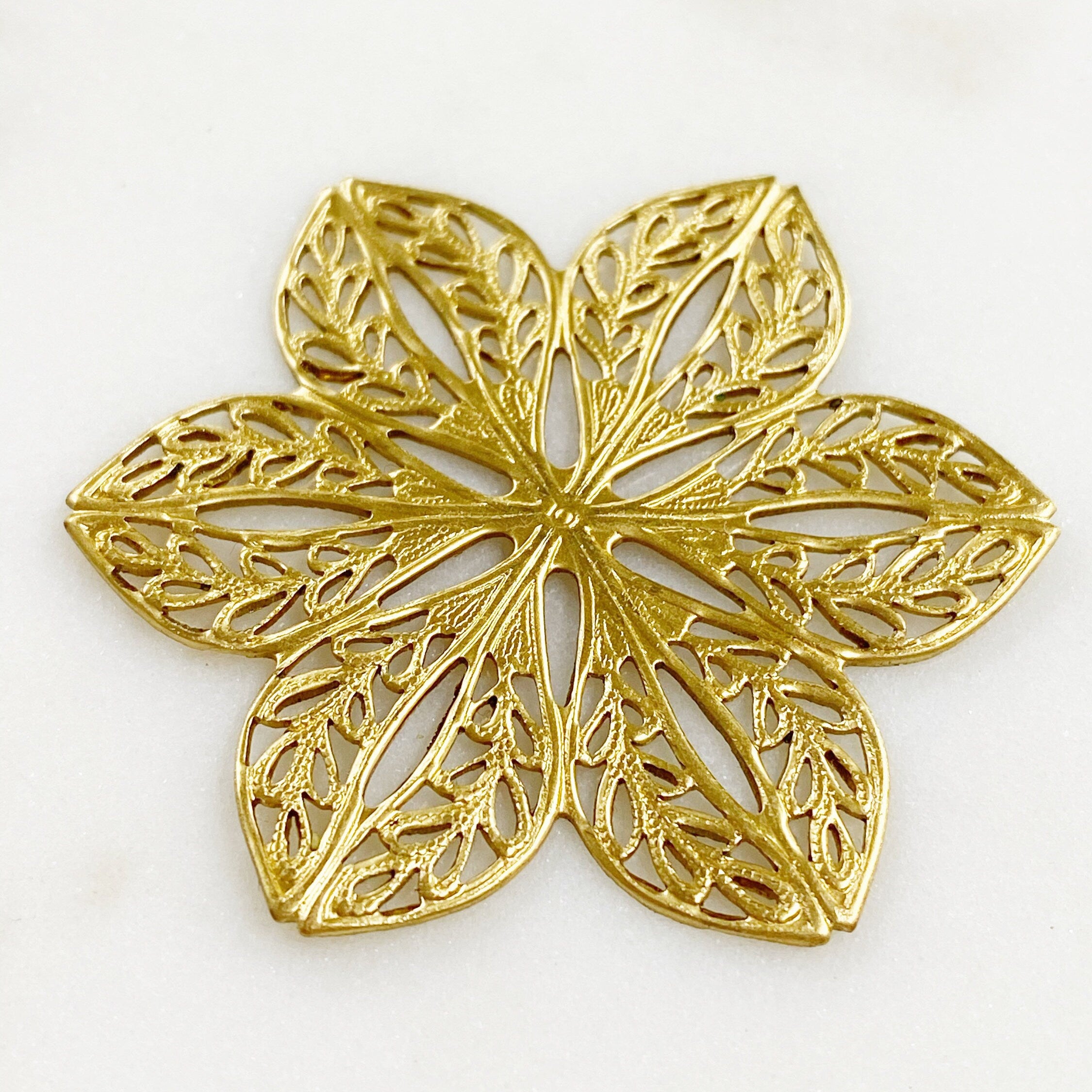 45mm Raw Brass Filigree Wire Tracery Medallion (2pc)