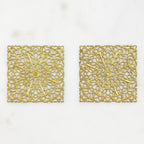 43mm Raw Brass Filigree Square Shaped Medallion (2pc)
