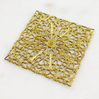 43mm Raw Brass Filigree Square Shaped Medallion (2pc)