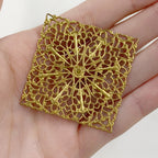 43mm Raw Brass Filigree Square Shaped Medallion (2pc)