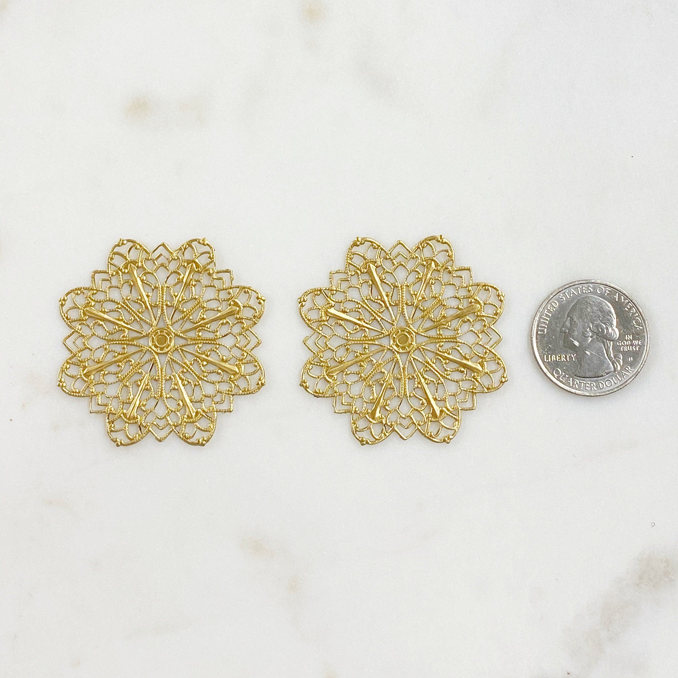 43mm Raw Brass Filigree Intricate Pattern (2pc)