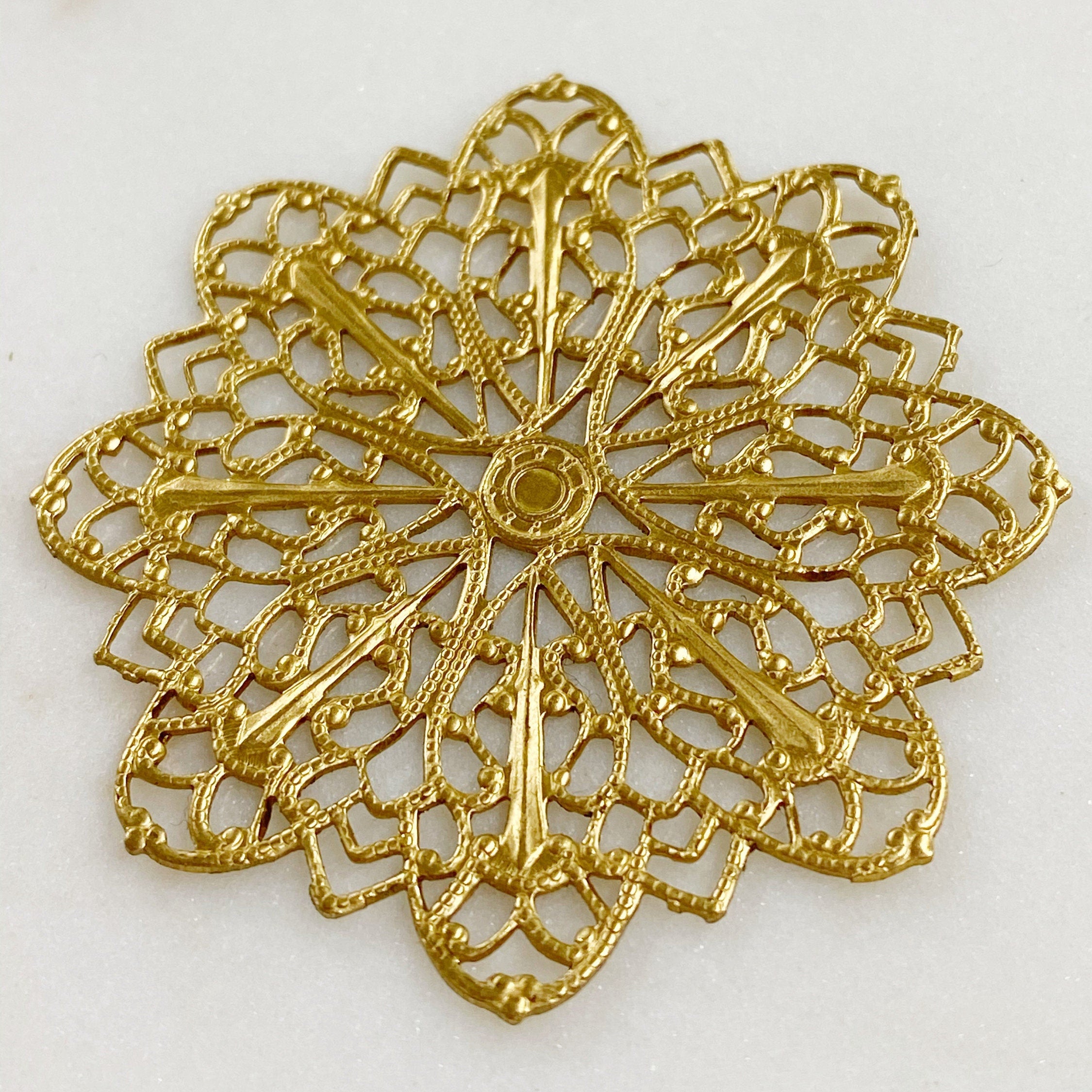 43mm Raw Brass Filigree Intricate Pattern (2pc)