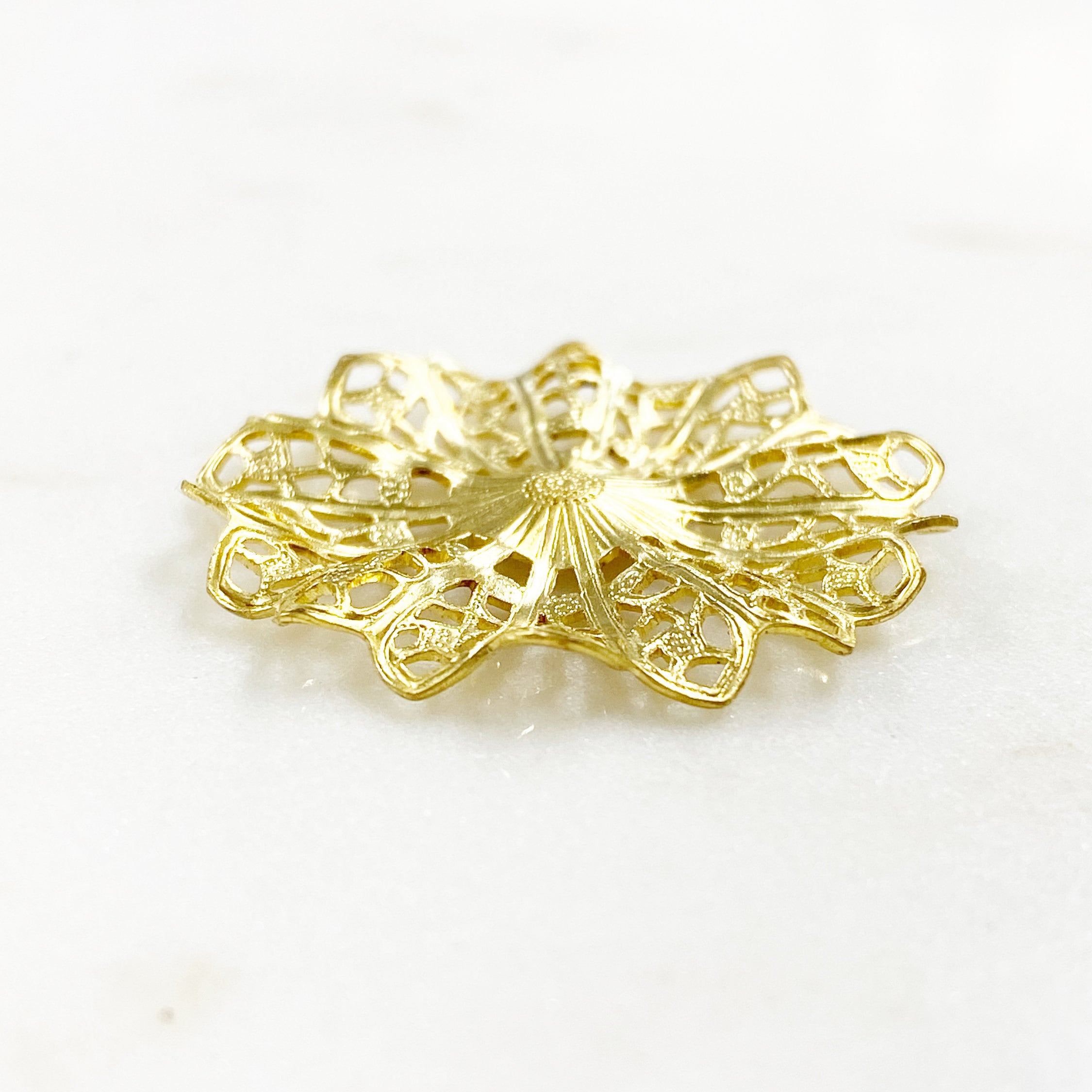 Raw Brass Filigree Raised Round (2pc)