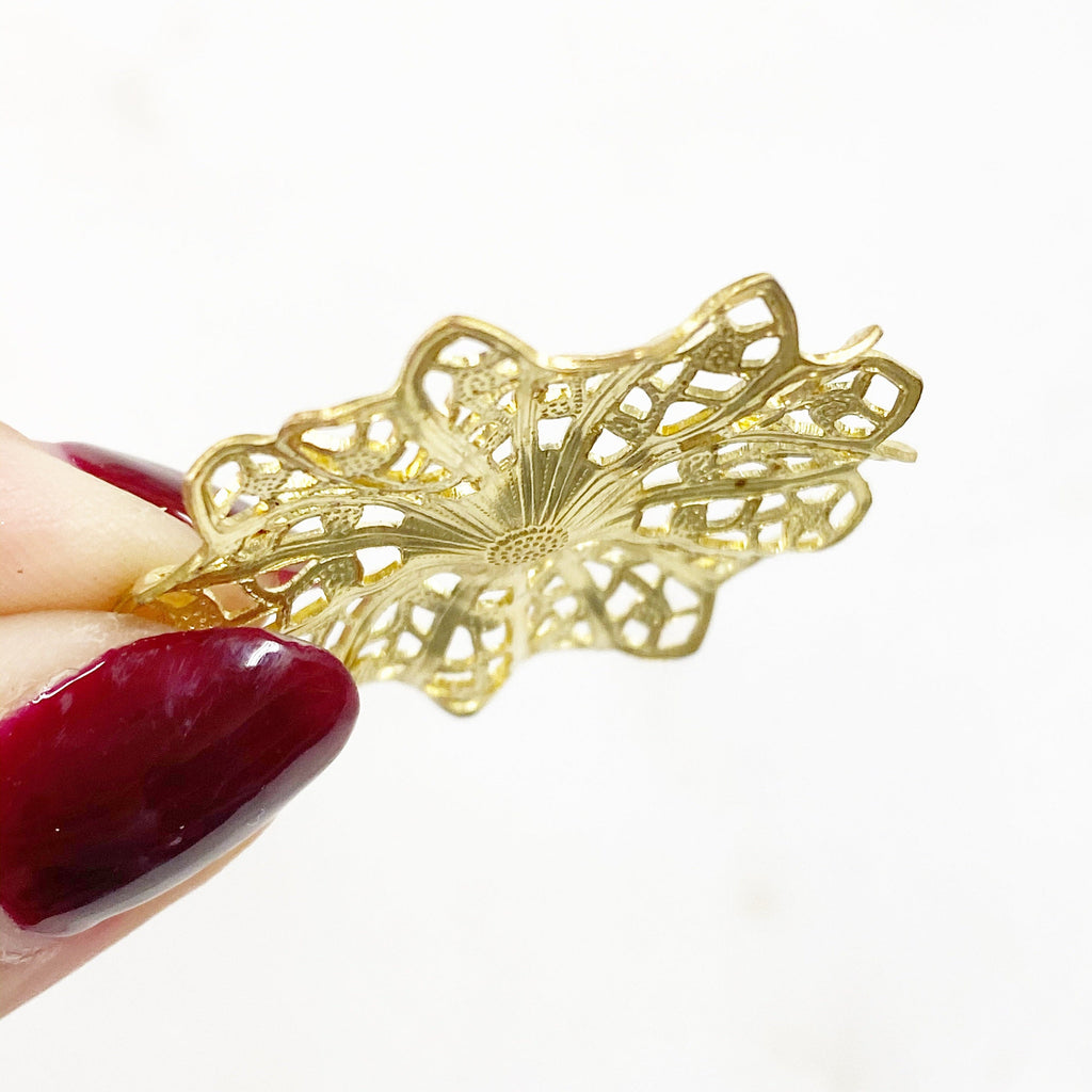 Raw Brass Filigree Raised Round (2pc)