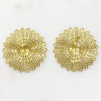 45mm Raw Brass Filigree Round Raised Edges Intricate Medallion Design (2pc)