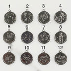22mmx19mm Rhodium Plated Silver Zodiac Coin Constellation Round Medallion