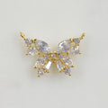 Gold Plated Sparkle Cubic Zirconia Butterfly Charm Multi Shaped CZ